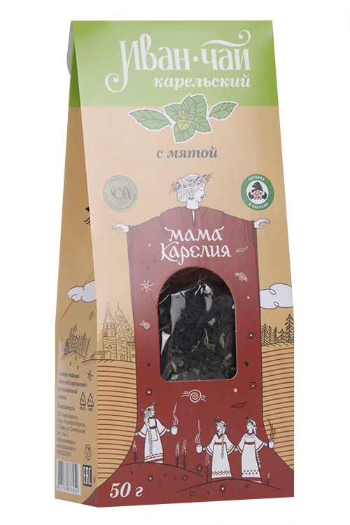 Напиток чайный Иван-чай Карельский крупнолистовой с мятой, 50 г, карт пакет