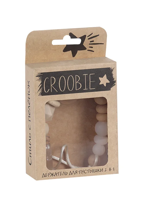 Держатель Croobie Medium для пустышки дерево беж / молоч / белый шокола для белый матовый / белый иней