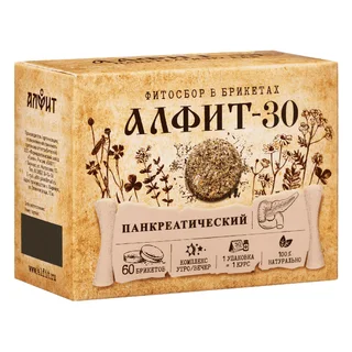 Алфит-30 Панкреатический 120 гр (60 брикетов по 2 г) Алфит
