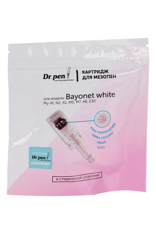 Картридж Dr.pen 12 игл короткий розовый байонет для мезопен для фракционной мезотерапии 5 шт