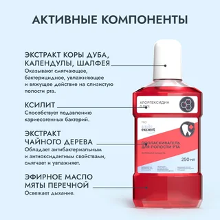 Смайл Эксперт ПРО ополаскиватель для полости рта активная защита с хлоргексидином 250 мл