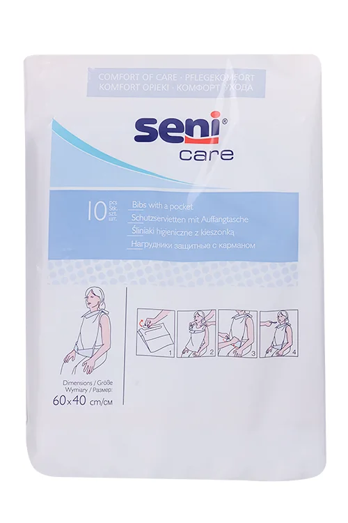 Нагрудник Seni Care защитный с карманом 10 шт