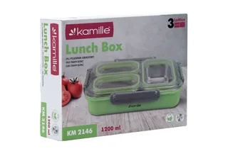 Ланч бокс Kamille КМ 2146 нерж сталь / пластик 3 отсека 1,2 л синий