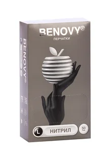 Перчатки Benovy н/стерил диагн нитрил текстур на пальцах неопуд хлорир L 50 шт пара черный