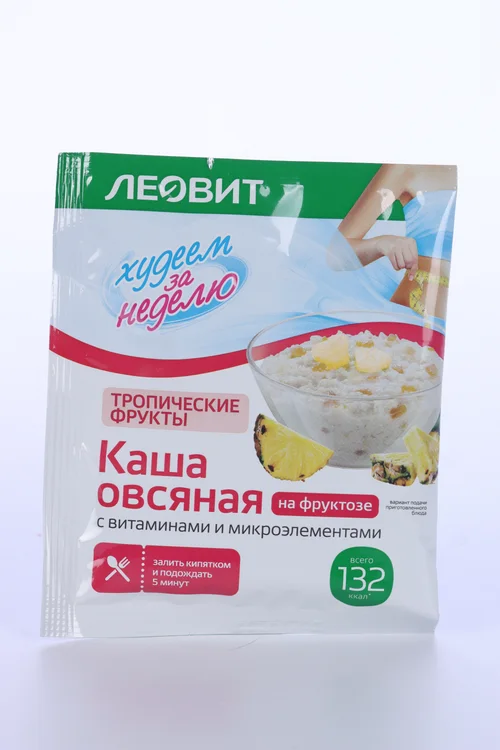 Каша Леовит Худеем за неделю овсяная Тропические фрукты с витаминами / микроэлементами 40 гр
