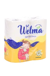 Туалетная бумага Welma с ароматом ромашки 2-х слойная с втулкой 4 шт