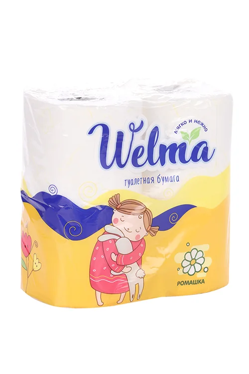 Туалетная бумага Welma с ароматом ромашки 2-х слойная с втулкой 4 шт