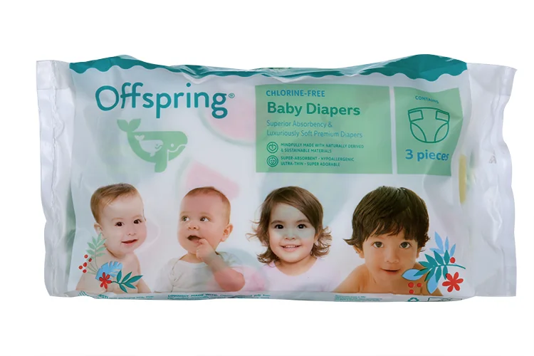 Подгузники Offspring Тревел пак S (3-6 кг) 3 шт три расцветки