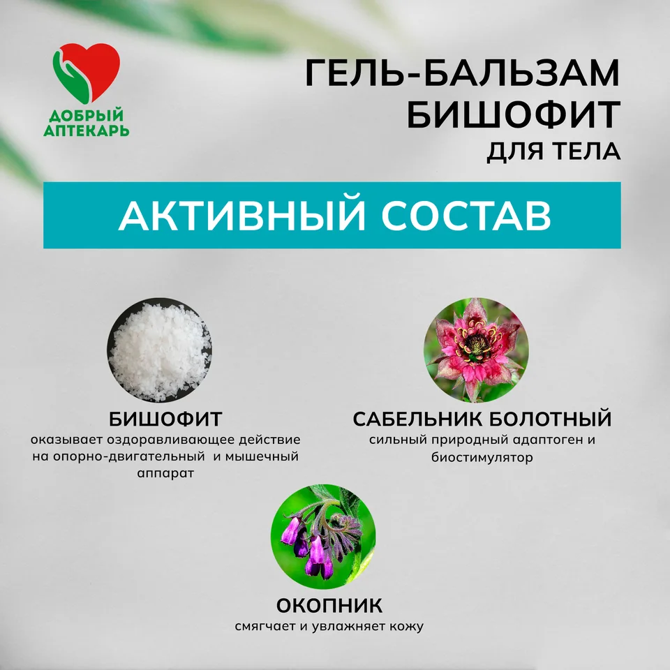 Добрый аптекарь гель-бальзам для тела Бишофит противовоспалительный 75 мл