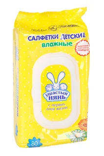 Салфетки Ушастый нянь ромашка / календула 80 шт