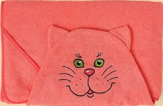 Полотенце-накидка махровое котик 75?125 см персик Хл 300 г/м?