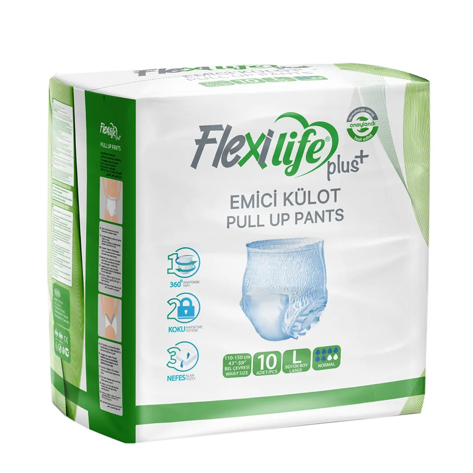Подгузники-трусы для взрослых FlexiLifePlus одноразовые унисекс 10 шт 110-150 см размер L