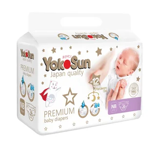 Подгузники YokoSun Premium NB (0-5 кг) 36 шт