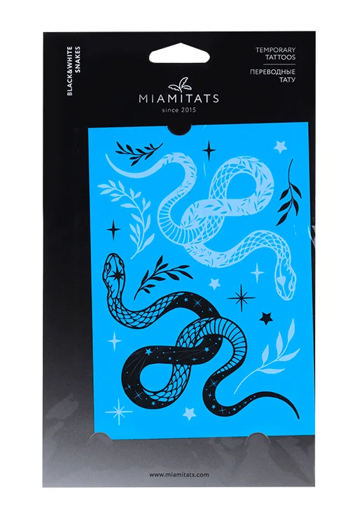 Тату переводные Miamitats Black&White Snakes (middle) (0056)