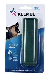 Отпугиватель собак Космос свето-ультразвуковой на батарейках 9V крона