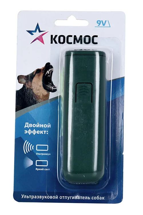 Отпугиватель собак Космос свето-ультразвуковой на батарейках 9V крона