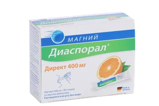 Магний Диаспорал Директ со вкусом апельсина, 400 мг, 20 шт, стик