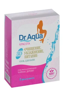Соль для ванн Dr Aqua Красота морская 3D очищение / увлажнение / питание Чайное дерево 250 гр 2 шт фильтр-пакет