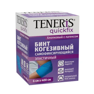 Бинт Тенерис когезивный самофикс 6 см × 4 м на тканевой основе с латексом синий