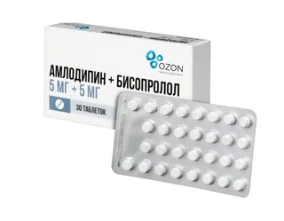 Амлодипин+Бисопролол 5 мг+5 мг 30 шт таблетки