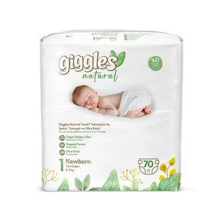 Подгузники детские Giggles Natural, 1 размер (2-5 кг), 70 штук