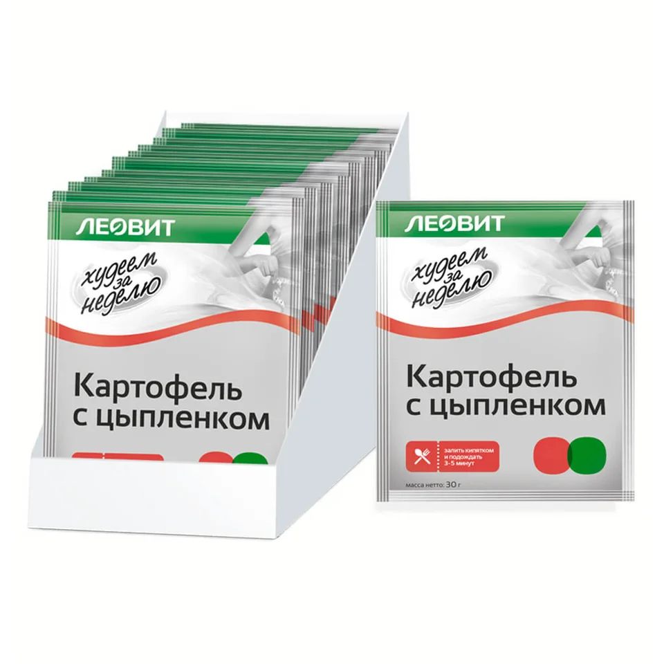 Картофель с цыпленком Худеем за неделю 15 шт по 30 гр Леовит