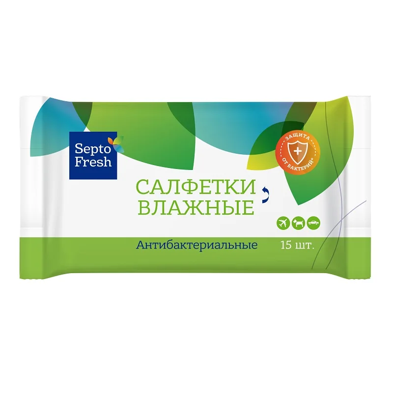 Септофреш Салфетки Влажные Антибактериальные 15 шт