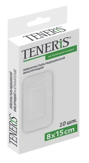 Повязка пластырн Тенерис мед фиксир на нетканой основе 8×15 см, 10 шт