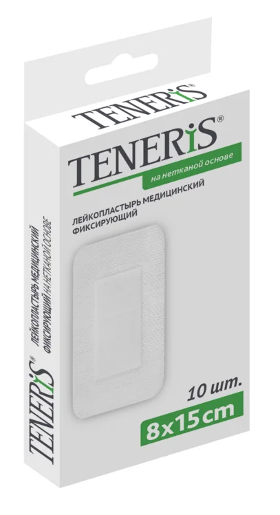 Повязка пластырн Тенерис мед фиксир на нетканой основе 8×15 см, 10 шт
