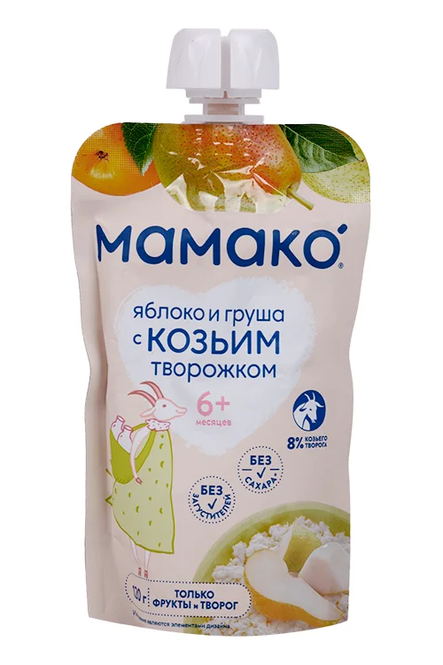 Пюре Мамако яблоко / груша с козьим творожком 120 гр