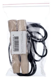 Скакалка резиновая MR-Sk1,8 черная 1,8 м d=0,5 см деревянная ручка