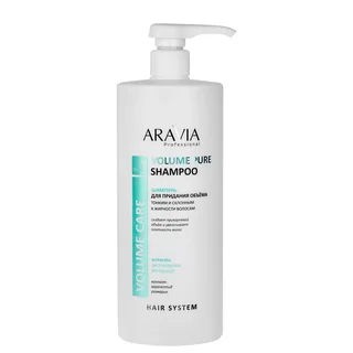 Шампунь для придания объёма тонким и склонным к жирности волосам Volume Pure Shampoo бессульфатный, 1000 мл, Aravia Professional