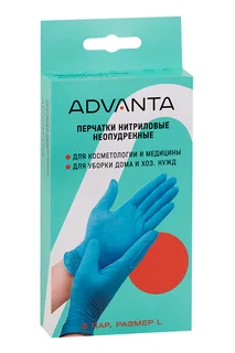 Перчатки Адванта н/стерил нитрил смотр р L 5 шт пара