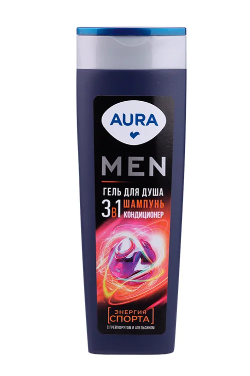 Гель для душа Aura Men 3в1 Энергия спорта 380 мл