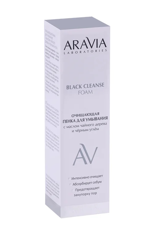 Пенка Aravia Laboratories очищающая с маслом чайного дерева / черным углем для умывания 150 мл