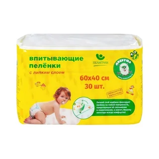 Пеленки Пелигрин впитыв с липким слоем однораз для детей 60×40 см 30 шт