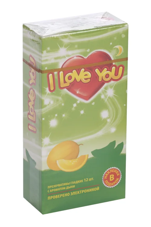 Презервативы I Love You с ароматом апельсина / дыни / банана / клубники / шоколада / без запаха 12 шт