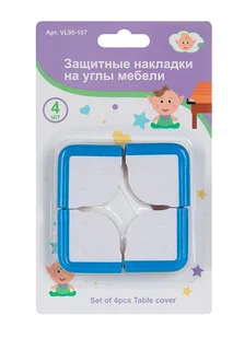 Набор накладок Мультидом на углы мебели защитные белые / синие 4 шт