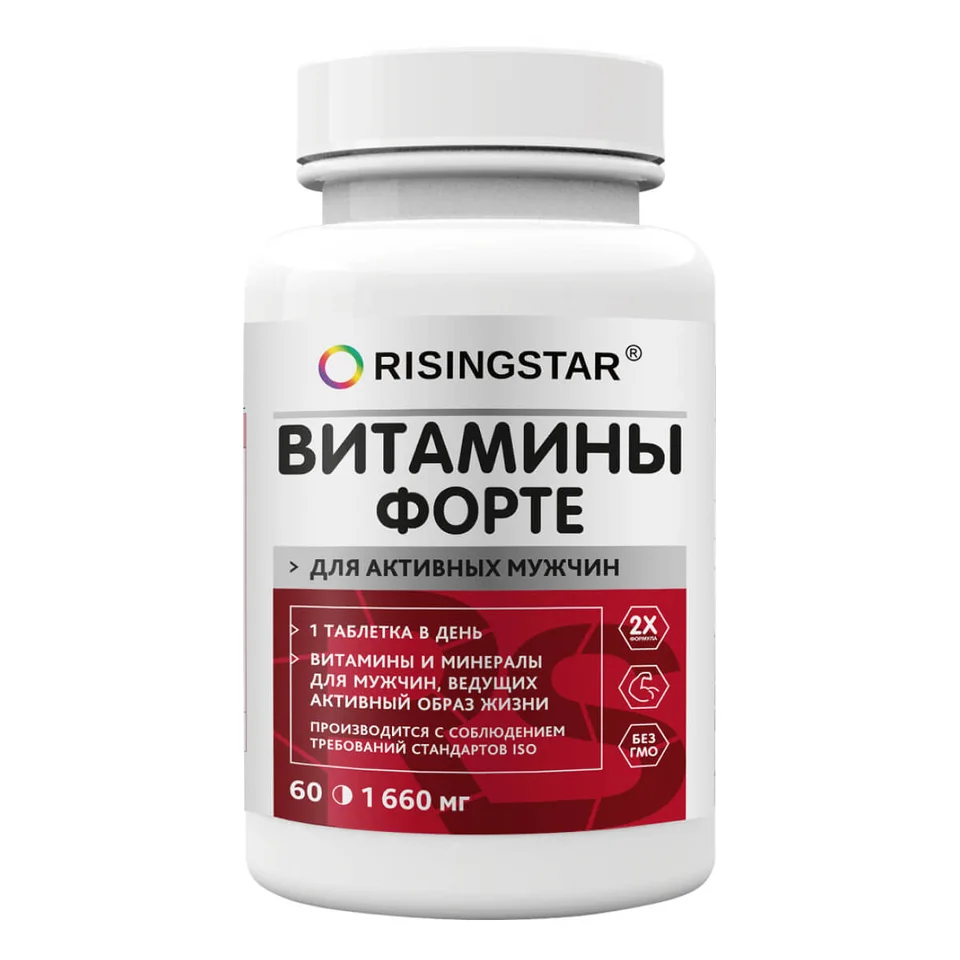 Витамины форте для мужчин, 60 таблеток, Risingstar