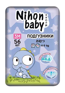 Подгузники Nihon baby midi 3M (4-9 кг) 56 шт