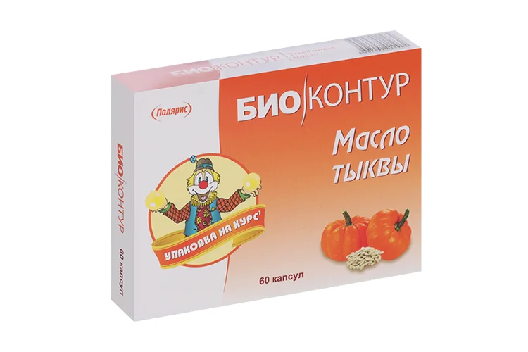 Масло Биоконтур тыквенное Омега-6, 340 мг, 60 шт, капсулы
