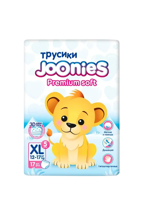 Подгузники-трусики Joonies Premium Soft для детей р XL (12-17 кг), 17 шт