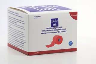 Медицинский бинт EM-Fix Haft эластичный фиксирующий 8 см × 20 м красный