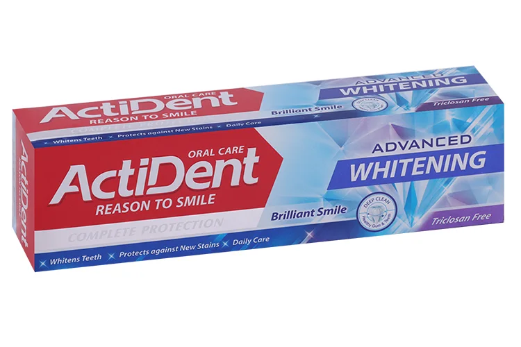 Зубная паста Actident Whitening улучшенное отбеливание без триклозана 130 гр