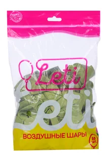 Шар латексный Leti 12" Хром металл 50 шт салатовый