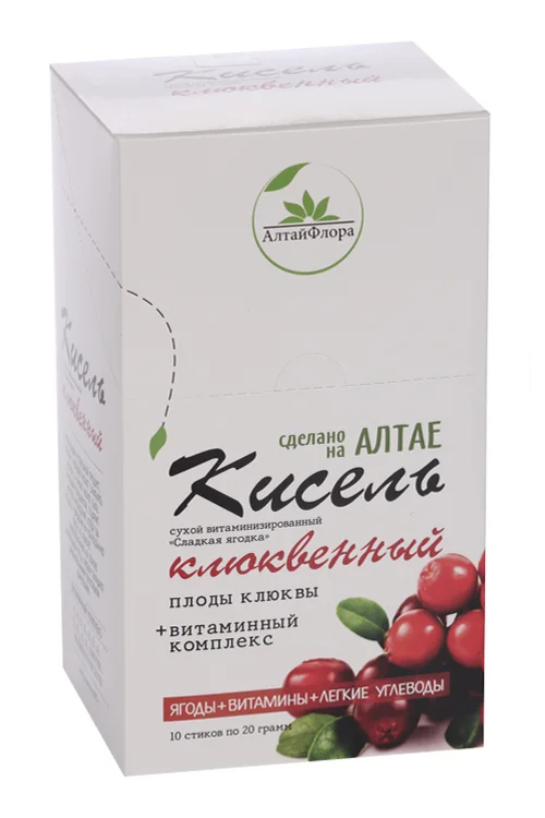 Кисель Сладкая ягодка витаминизированный клюквенный сухой, 20 г, 10 шт