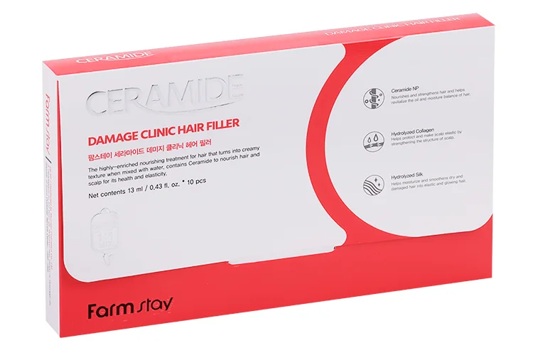Маска-филлер Farmstay Ceramide Damage Clinic Hair Filler для поврежденных волос, 13 мл, 10 шт