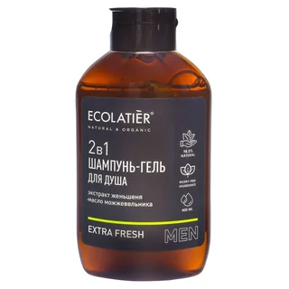 Шампунь-гель для душа 2в1 мужской Extra Fresh 400 мл Ecolatier