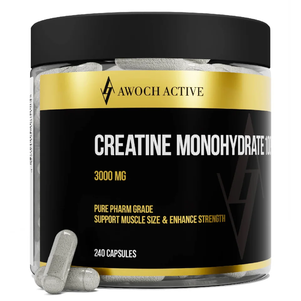 Креатин Моногидрат 100%, 240 капсул, Awochactive