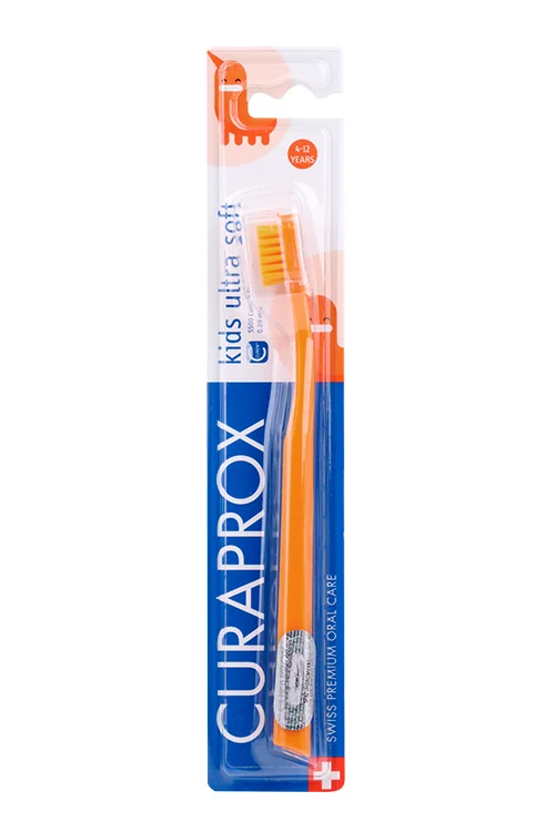 Зубная щетка Curaprox kids ultra soft 5500 щетинок от 4 до 12 лет оранжевый